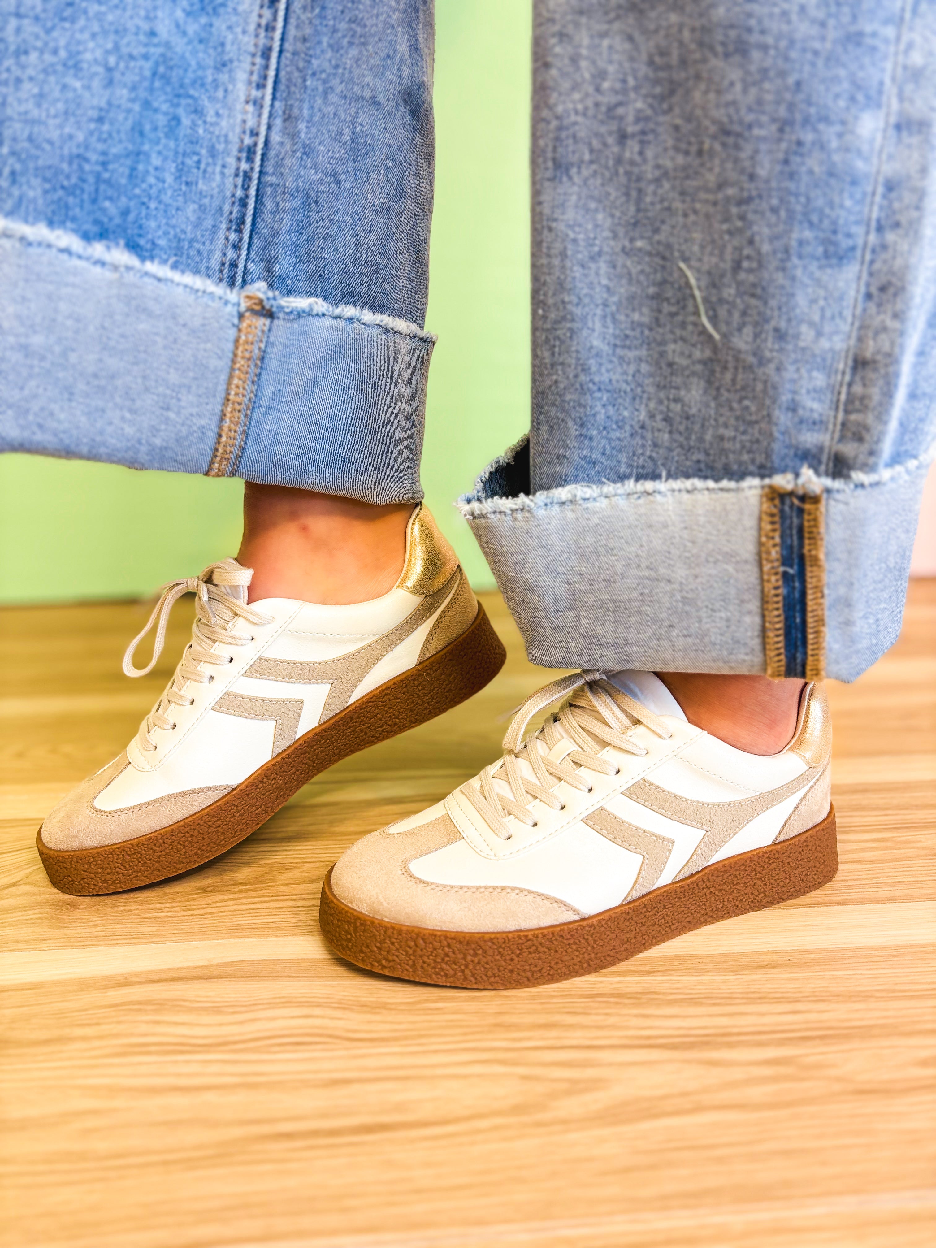 The Nova Sneaker - White Beige - Lace and Grace Boutique