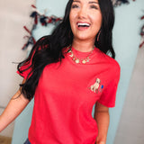 American Pup Embroidered Graphic Tee - Paprika - Lace and Grace Boutique