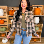 Oversized Plaid Flannel Shirt - Hunter - Lace and Grace Boutique
