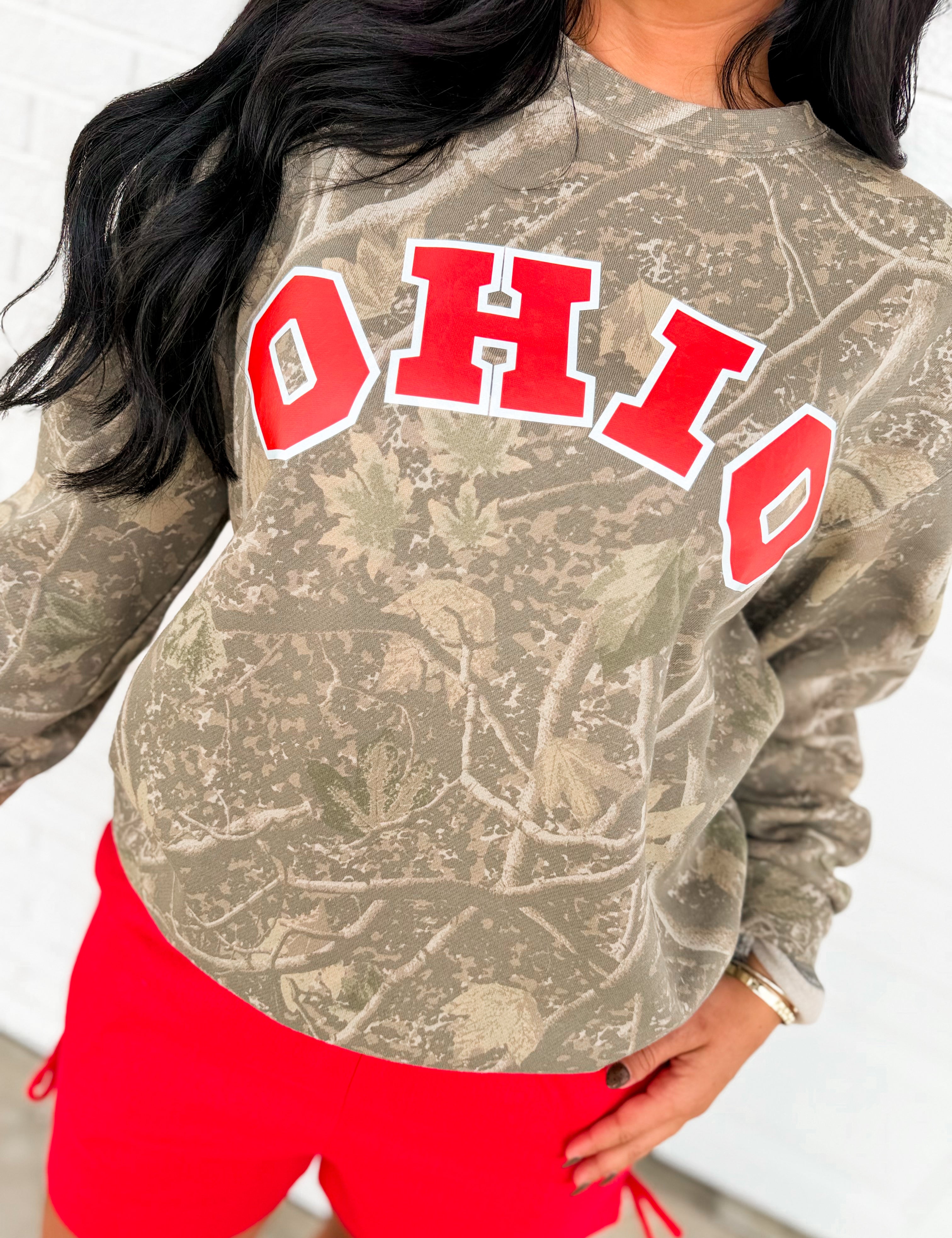 Ohio Camo Crewneck Sweatshirt - Lace and Grace Boutique
