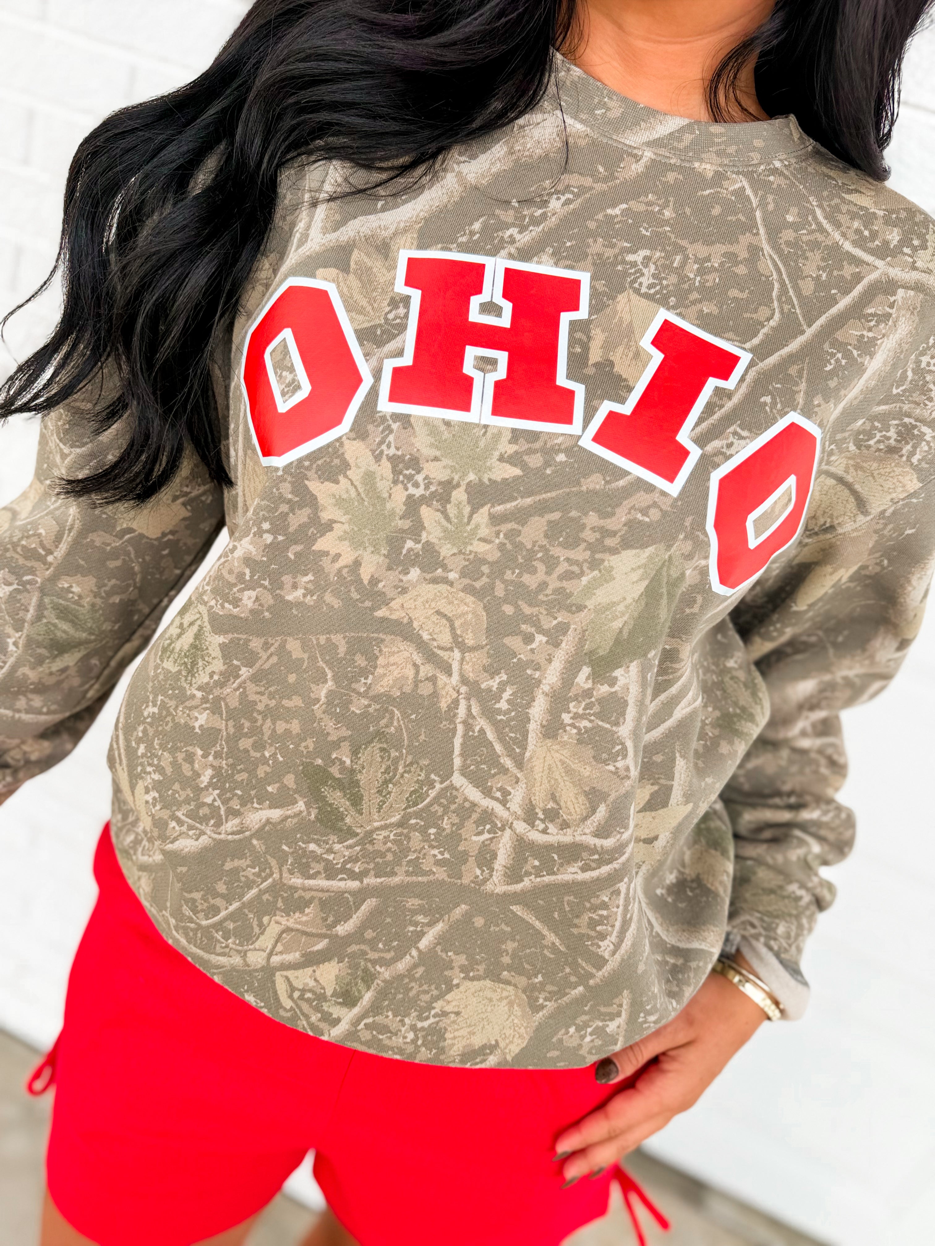 Ohio Camo Crewneck Sweatshirt - Lace and Grace Boutique