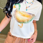 Mallard Muse Cropped Graphic Tee - Ivory - Lace and Grace Boutique