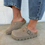 Birkenstock Boston Pap Chunky Suede Leather Clog - Taupe