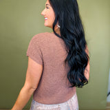 Patch Pocket Boxy Knit Top - Brick