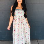 Cotton Floral Sleeveless Maxi Dress - Creme Floral - Lace and Grace Boutique