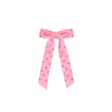 Velvet Rhinestone Studded Bow Clip - Pink