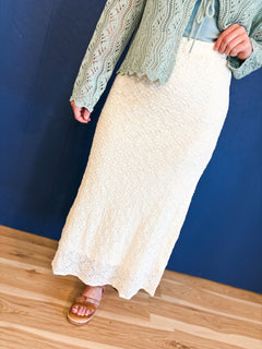 Floral Lace Midi Skirt - Cream - Lace and Grace Boutique