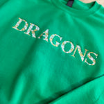 Dragons Embroidered Sweatshirt - Kelly Green - Lace and Grace Boutique