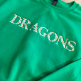 Dragons Embroidered Sweatshirt - Kelly Green - Lace and Grace Boutique
