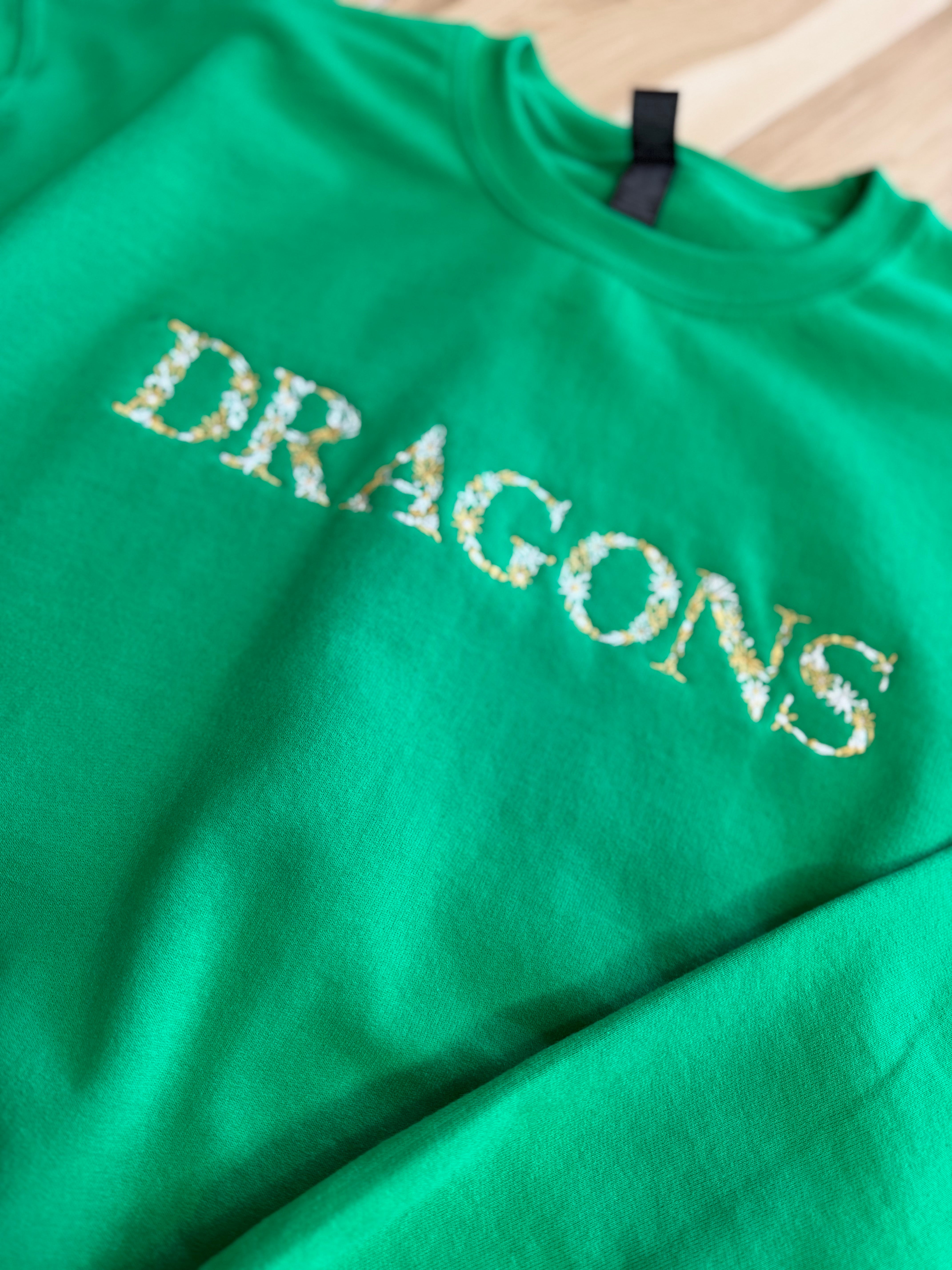 Dragons Embroidered Sweatshirt - Kelly Green - Lace and Grace Boutique