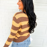 Wide Striped Lightweight Sweater - Mocha