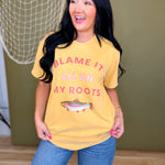 Blame It All On My Roots Trout Graphic Tee - Mustard - Lace and Grace Boutique