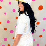 Polka Dot Bikini Top Graphic Tee - Ivory