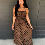 Everyday Muse Polka Dot Maxi Dress - Brown/Black