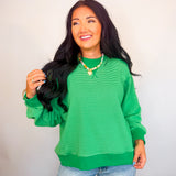 Striped Drop Shoulder Sweatshirt - Lime/Green