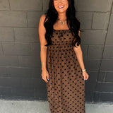 Everyday Muse Polka Dot Maxi Dress - Brown/Black