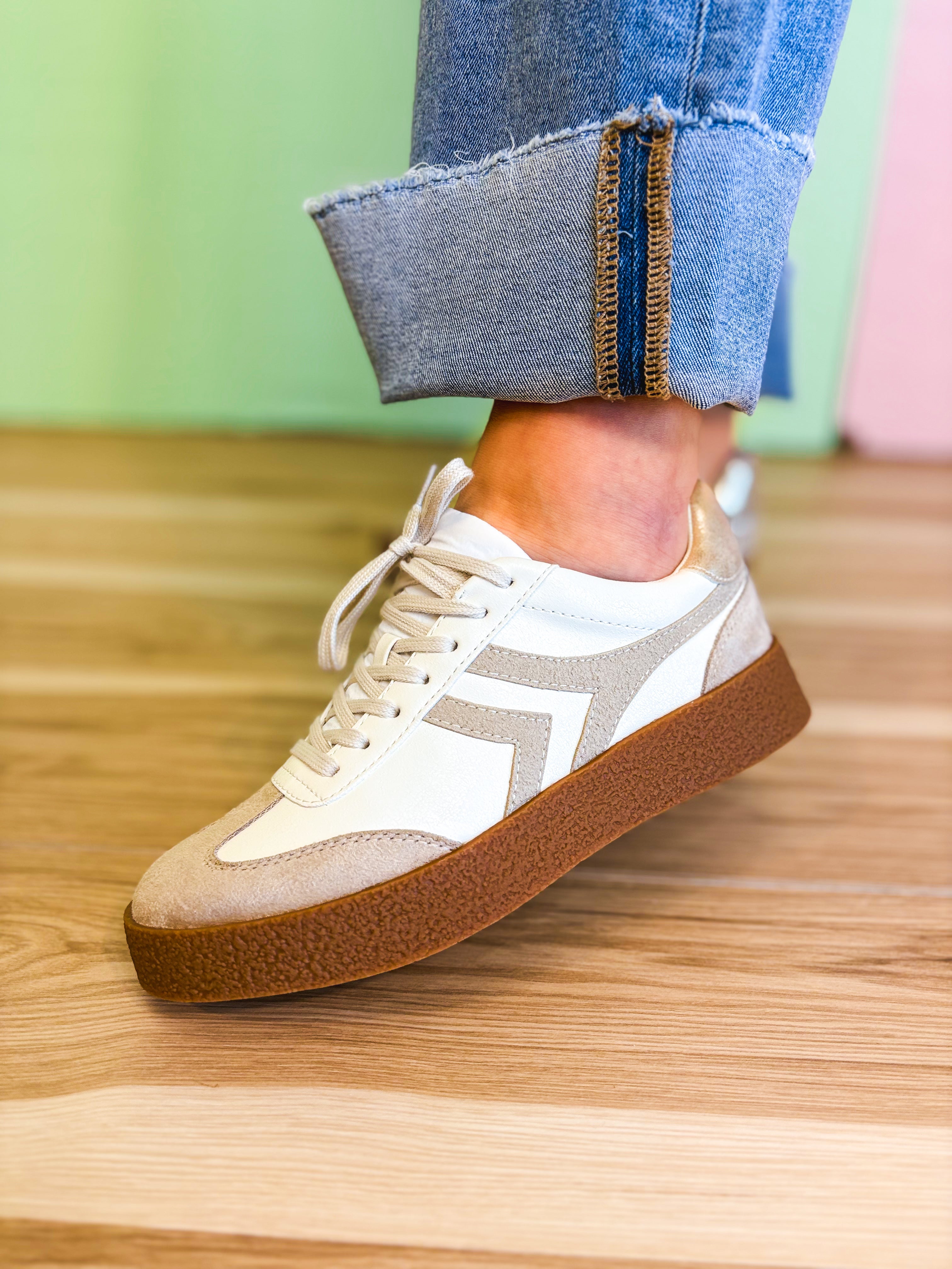 The Nova Sneaker - White Beige - Lace and Grace Boutique