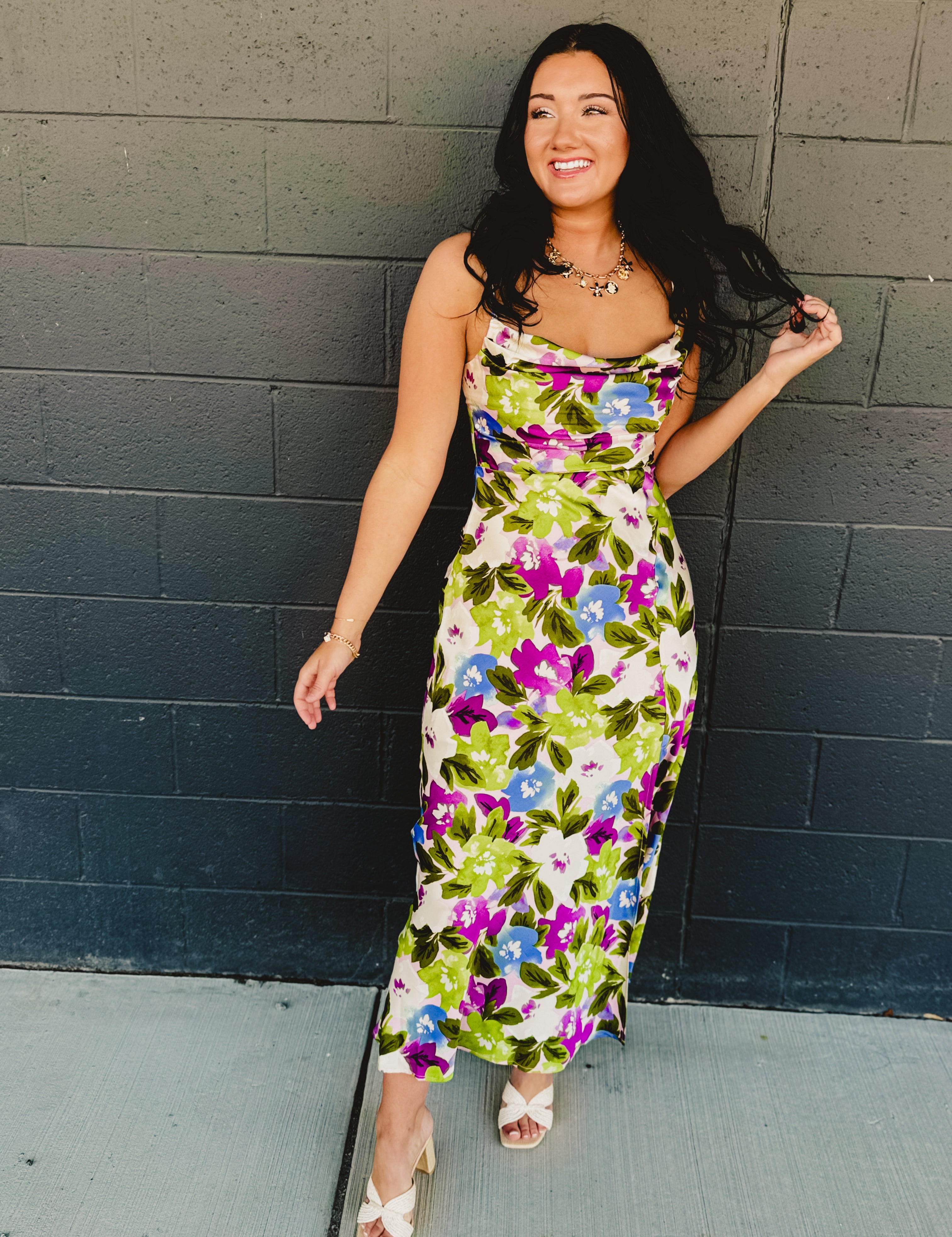 Morning Dew Cowl Neck Slit Maxi Dress - Violet Orchid - Lace and Grace Boutique