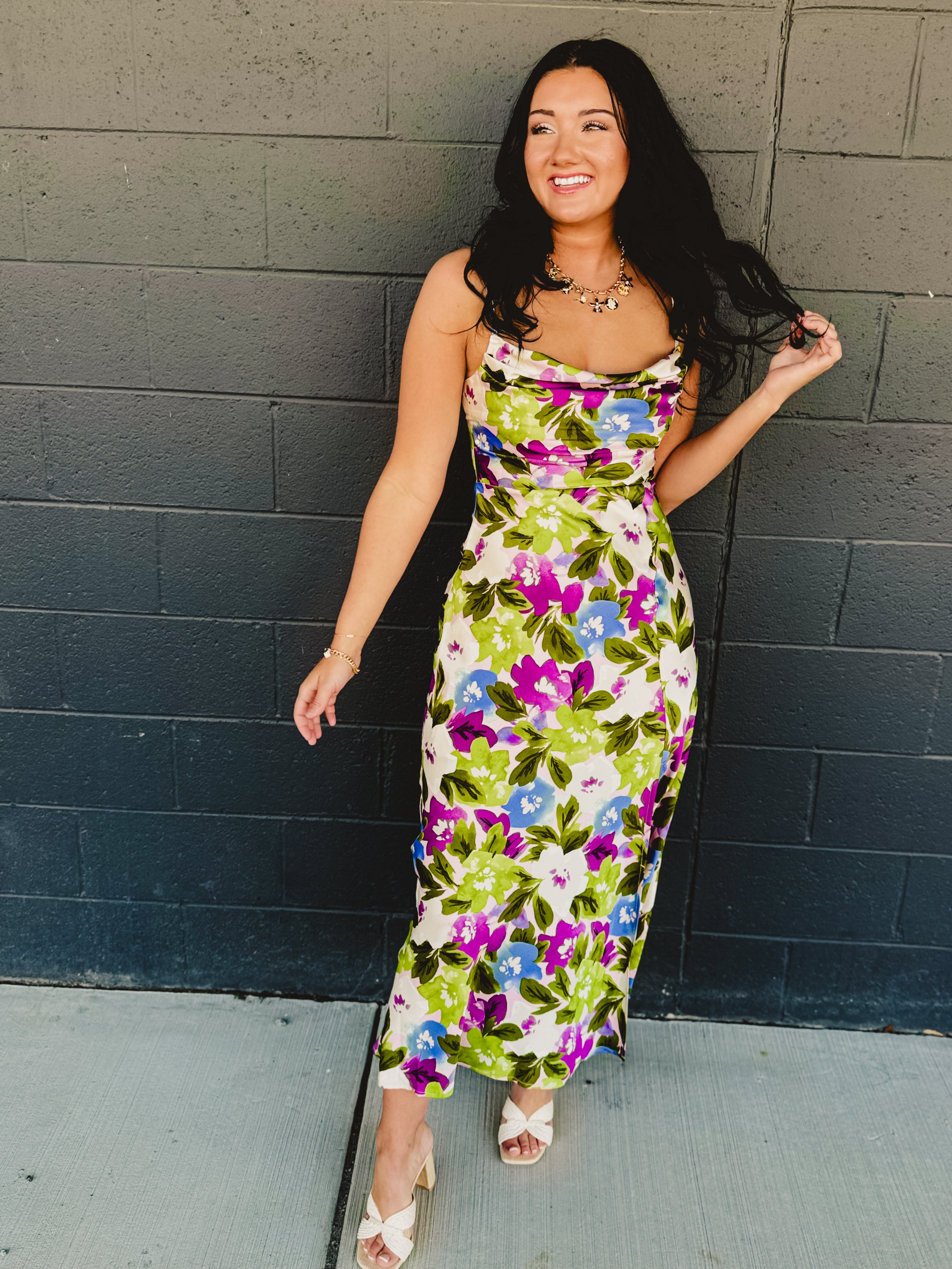 Morning Dew Cowl Neck Slit Maxi Dress - Violet Orchid - Lace and Grace Boutique