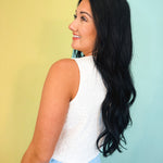 Floral Eyelet Button Up Tank Top - Off White - Lace and Grace Boutique