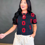 Ohio State Embroidered Logo Cropped Tee - Black