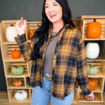 Tartan Plaid Button Down Flannel Top - Latte - Lace and Grace Boutique