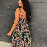 Floral Printed Scalloped Trim Maxi Dress - Multicolor - Lace and Grace Boutique