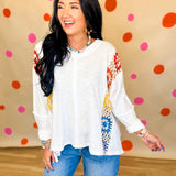 Crochet Detail Long Sleeve Top - Rainbow
