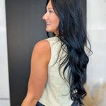 Woven Cotton Button Down Tank - Oat - Lace and Grace Boutique