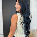 Woven Cotton Button Down Tank - Oat - Lace and Grace Boutique