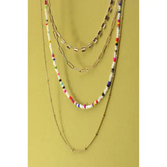 Beaded Layer Necklace - Multicolor - Lace and Grace Boutique