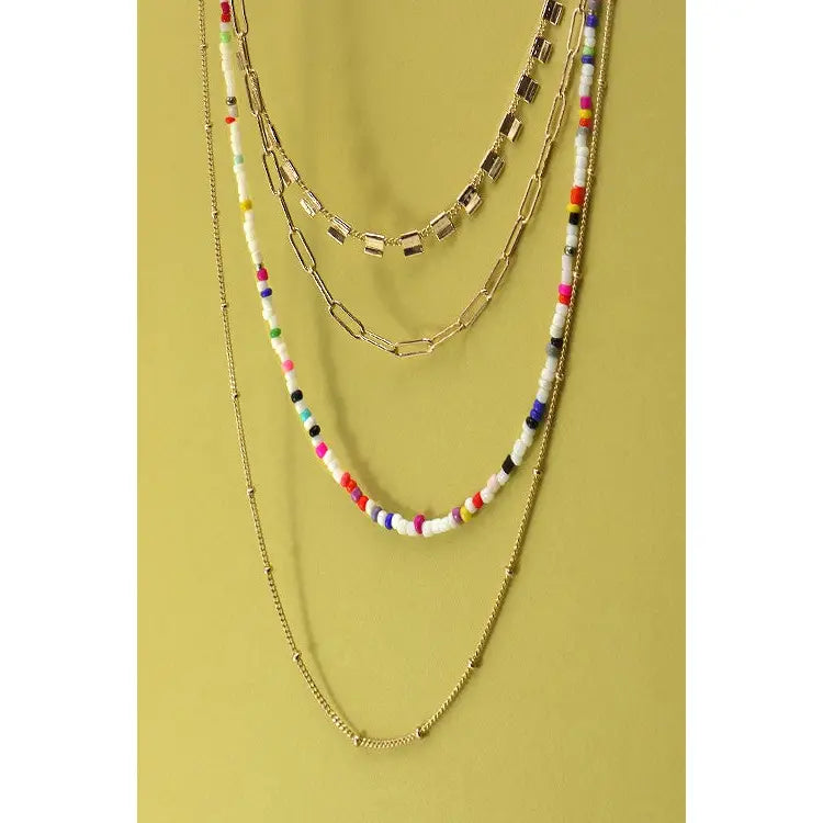 Beaded Layer Necklace - Multicolor - Lace and Grace Boutique