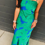 Floral Slip Maxi Dress - Blue/Green - Lace and Grace Boutique