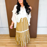Embroidered Tiered Maxi Skirt - Golden Brown