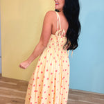 Polka Dot Woven Midi Dress - Light Yellow - Lace and Grace Boutique