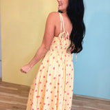 Polka Dot Woven Midi Dress - Light Yellow - Lace and Grace Boutique