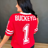 Ohio State Jersey Short Sleeve Sweater Top - Red