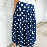 Tiered Polka Dot Maxi Skirt - Navy/White