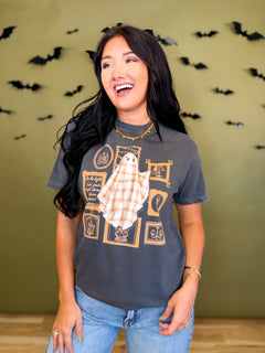 Be The Light Quilted Ghost Graphic Tee - Pepper - Lace and Grace Boutique