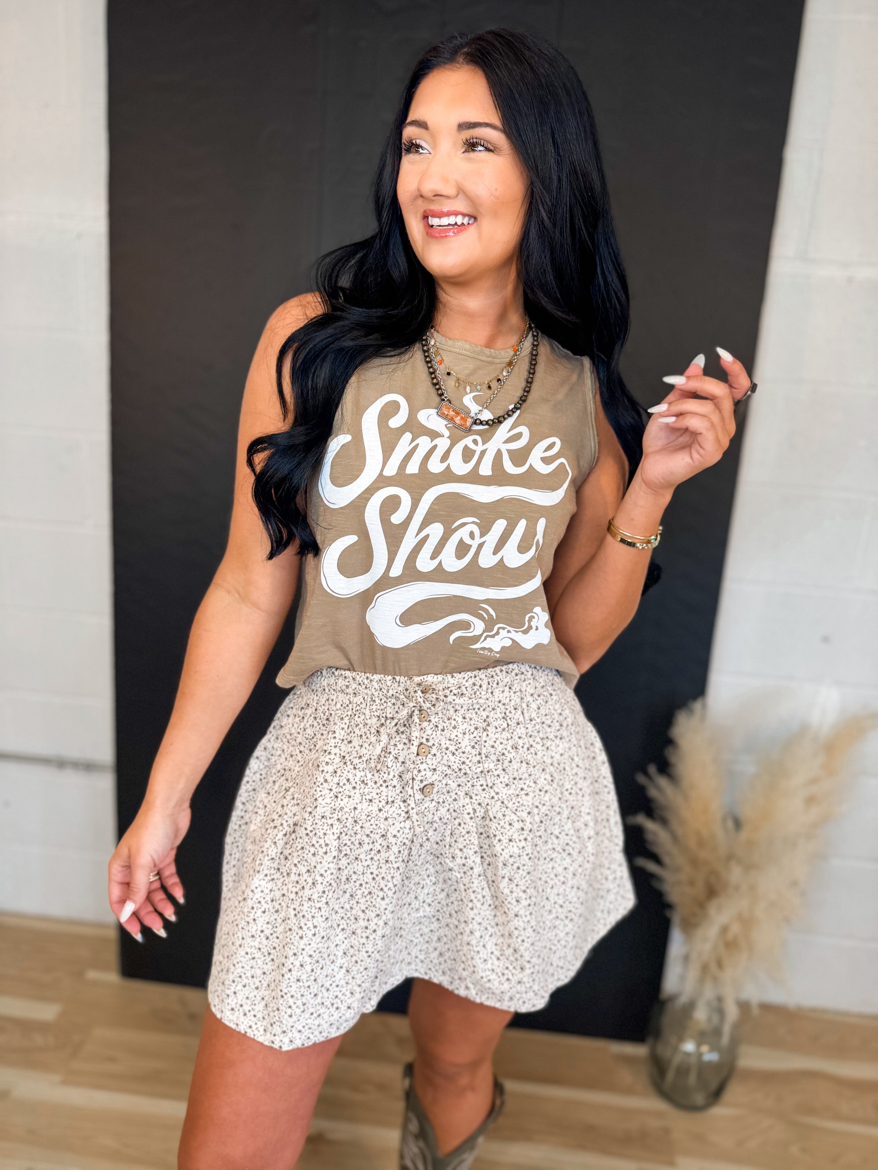 Smoke Show Muscle Crop Top - Faded Brown - Lace and Grace Boutique