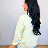 Oversized Striped Long Sleeve Knit Top - Butter/White