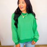 Striped Drop Shoulder Sweatshirt - Lime/Green