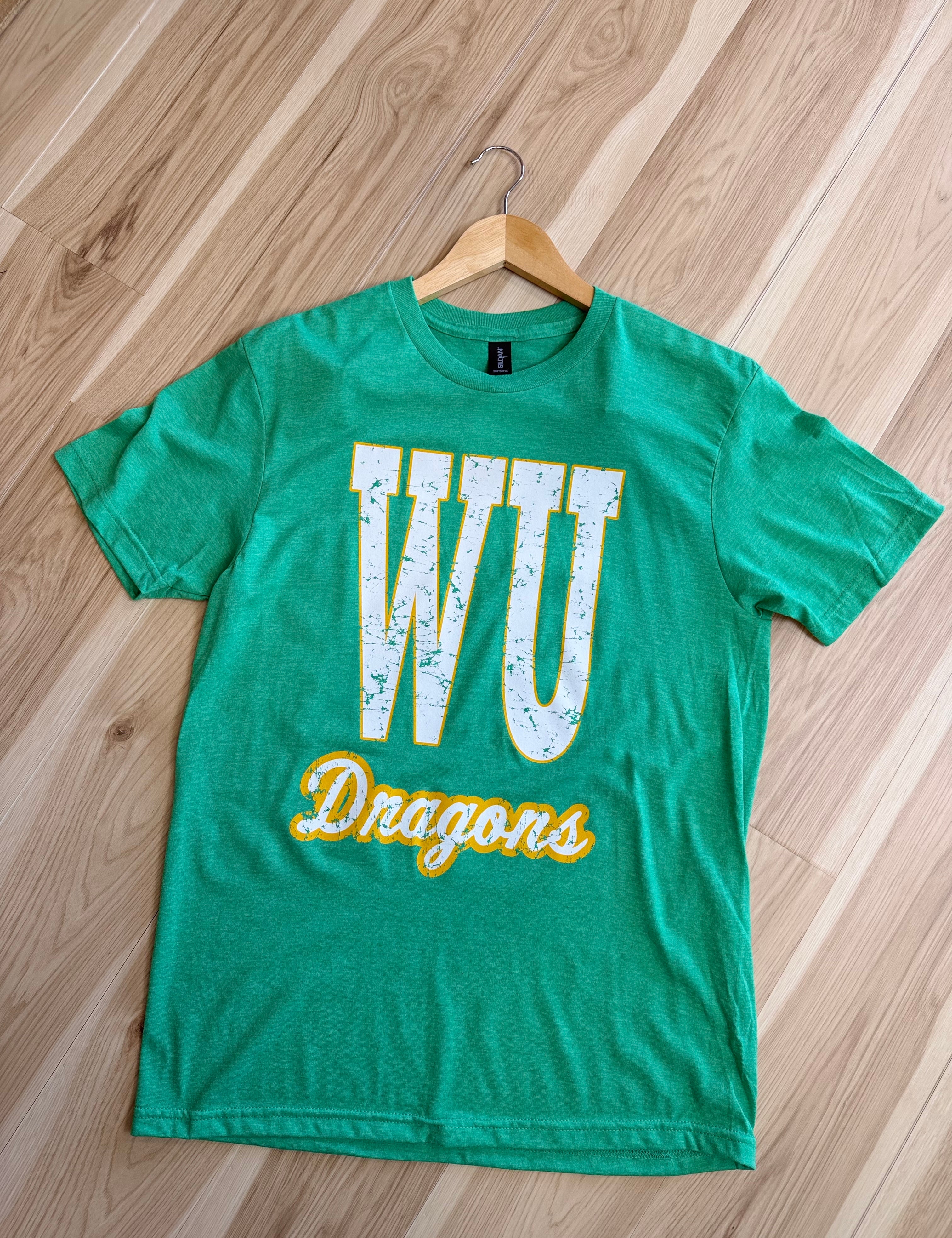 WU Dragons Distressed Tee - Green - Lace and Grace Boutique
