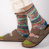 Natural Life Boho Sock, Set of 2 - Floral Pink Green - Lace and Grace Boutique