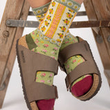 Natural Life Boho Sock, Set of 2 - Floral Pink Green - Lace and Grace Boutique