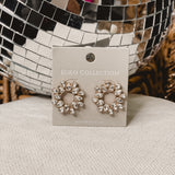 Rhinestone Hoop Post Earrings - Silver - Lace and Grace Boutique