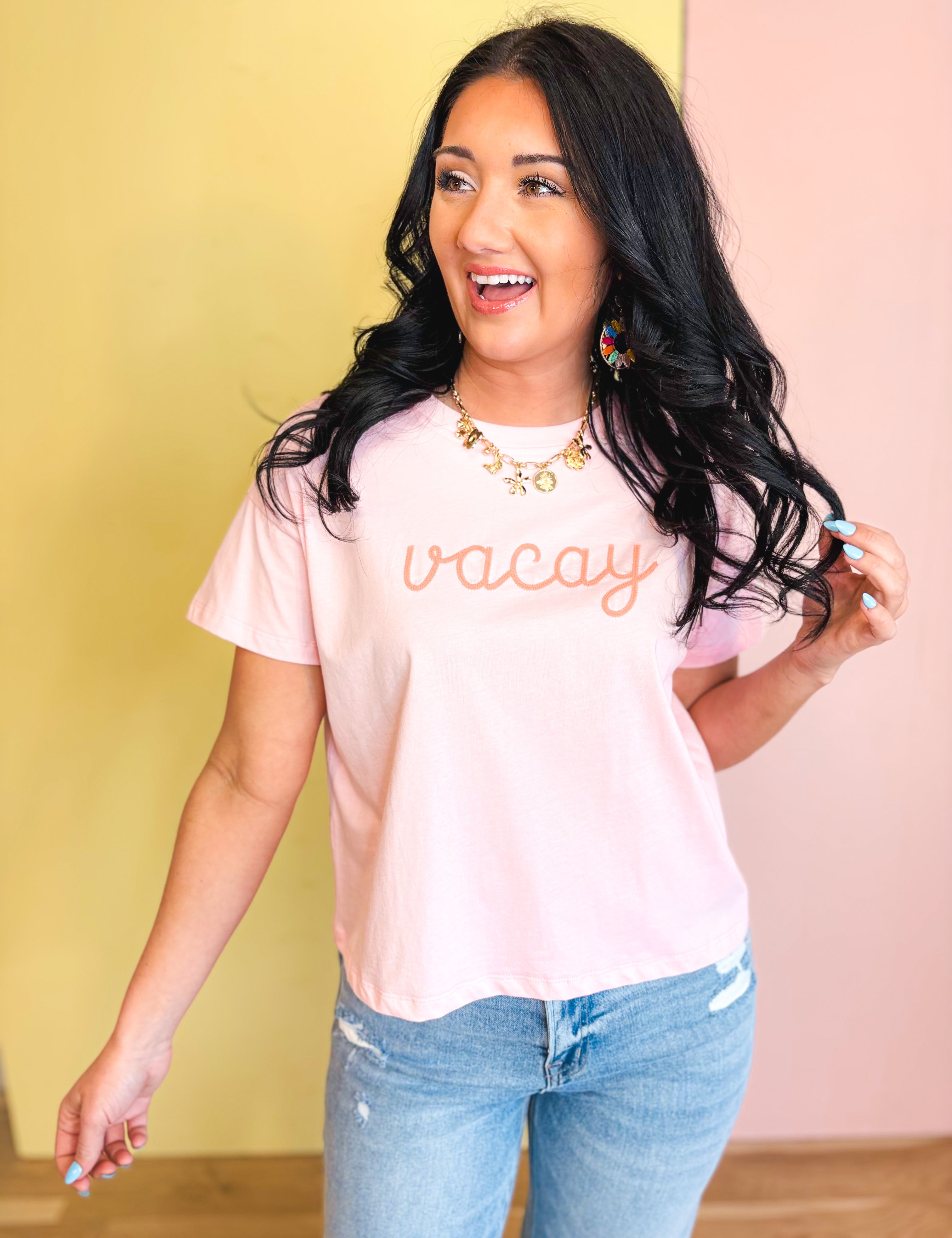 Vacay Knit Top - Pink/Sunkist - Lace and Grace Boutique