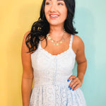 Button Down Eyelet Maxi Dress - Blue Aura - Lace and Grace Boutique