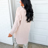 Solid Cable Knit Sleeve Knit Cardigan - Oatmeal