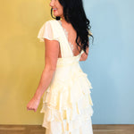 Tiered Ruffle Midi Dress - Yellow - Lace and Grace Boutique